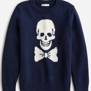Crewcuts Kid’s Navy and White Skull crewneck sweater